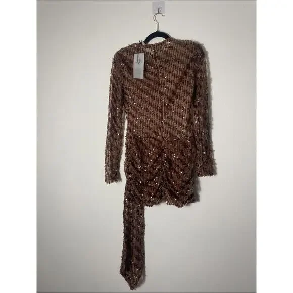 Camila Coelho | Cataleya Sequin Mini Dress in Caramel Brown size S NWT - Picture 8 of 14